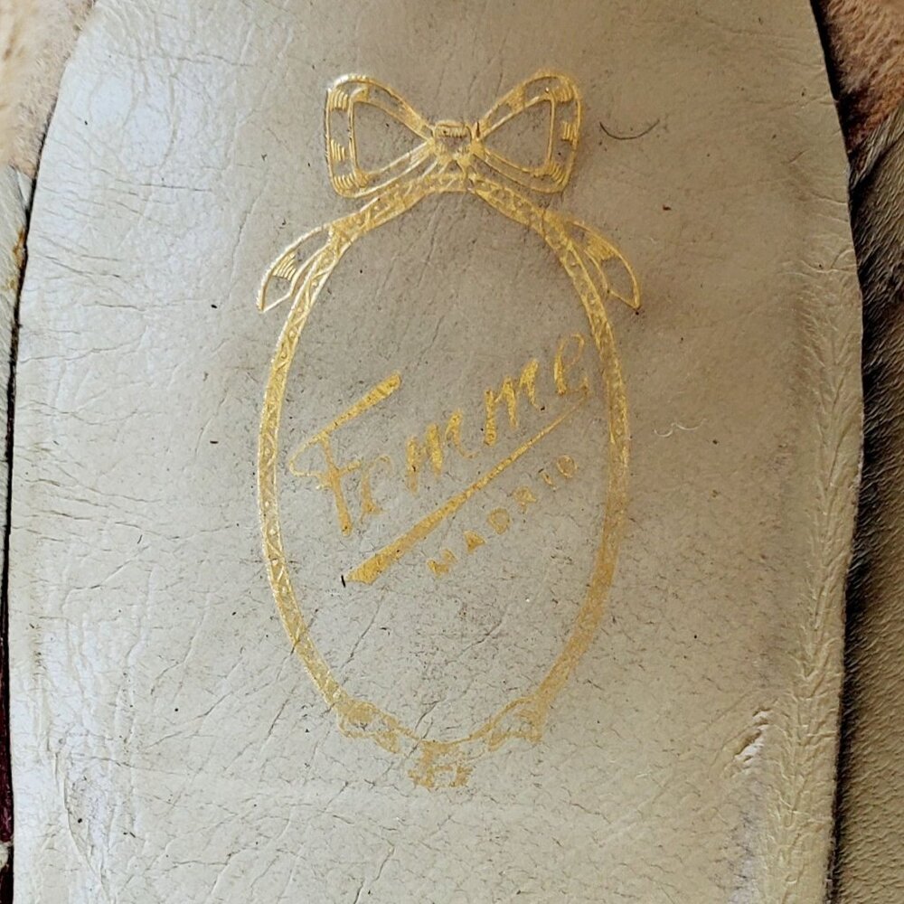 Authentic Pin Up Heels 6N, 1950s Spanish Handmade Silk Brocade Pumps, 6 - 6.5 N - Picture 10 of 11